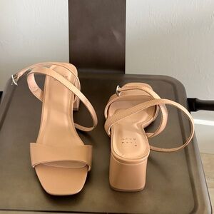 a new day Tan Ankle-Strap Block Heel Sandals